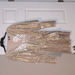 Boohoo Plus Sequin Puff Sleeve Tie Belt